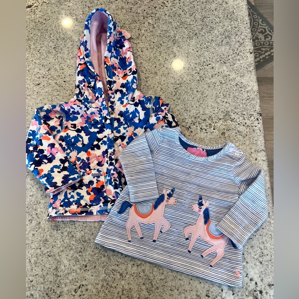 Joules Jacket and Shirt Top Unicorn baby girl 3-6 Months